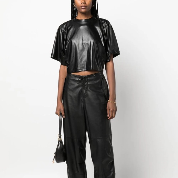 MARANT ÉTOILE cropped faux-leather top Siz 36 NWT - Picture 1 of 5